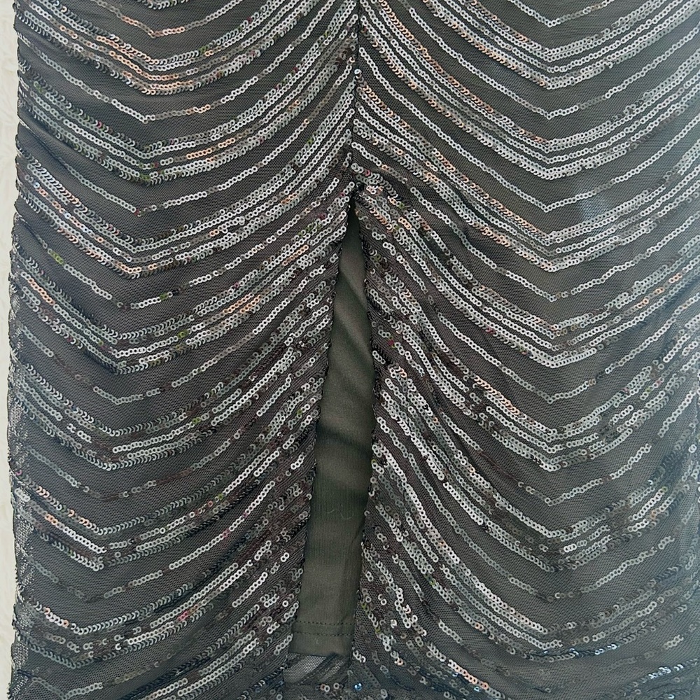 Lulu's Black Beaded Sequin Chevron Midi Dress - Picture 10 of 11